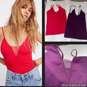 Free People Red and Purple Tank Tops